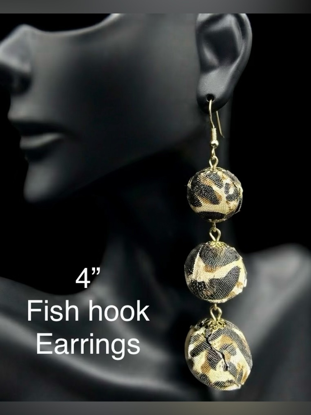 Source Unknown Gold and Black Leopard Print Drop Earrings